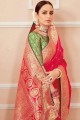 Weaving Banarasi silk Banarasi Saree in Pink with Blouse