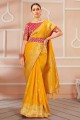 Weaving Banarasi silk Banarasi Saree in Yellow with Blouse