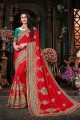 Pretty Red Art Silk saree