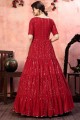 Red Georgette Gown Dress