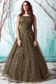 Olive green Net Gown Dress