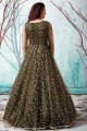 Olive green Net Gown Dress