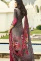 Appealing Grey Faux Italian crepe Palazzo Suit