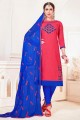 Latest Rose Red South Cottan Churidar Suit
