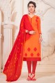 Indian Ethnic Orange South Cottan Churidar Suit