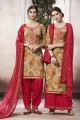 Adorable Multi Color Cotton Slub Print with Work Patiala Suit
