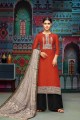 Charming Red Modal Chanderi Cotton Palazzo Suit