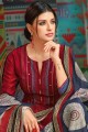 Dazzling Red Modal Chanderi Cotton Palazzo Suit