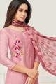 Appealing Pink Chanderi Cotton Churidar Suit