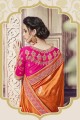 Pretty Orange Heavy Banarasi Silk saree