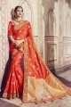 Lovely Orange Heavy Banarasi Silk saree
