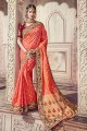 Peach Heavy Banarasi Silk saree