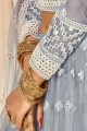 Net Grey Wedding Lehenga Choli in Embroidered
