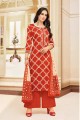 Appealing Red Heavy Chanderi Palazzo Suit