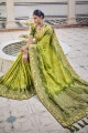 Banarasi silk Lime green Banarasi Saree in Weaving