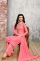Stunning Pink Upada Silk Palazzo Suit
