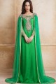 Green Net,satin and silk Abaya Kaftan