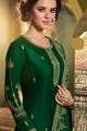 New Green Satin Georgette Palazzo Suit