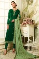 Forest Green Satin Georgette Churidar Suit
