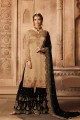 Charming Beige Satin Georgette Palazzo Suit