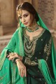Indian Ethnic Dark Green Satin Georgette Palazzo Suit