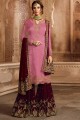Elegant Pink Satin Georgette Palazzo Suit