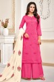 Pink Pure Cotton Jaam Silk Palazzo Suit