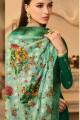 Traditional Green Satin Georgette Palazzo Suit