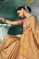 Yellow, Pink Banarasi Silk saree
