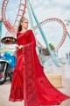 Stylish Indian Red Georgette saree