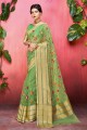 Opulent Green Orgenza Silk saree