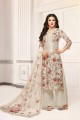 Enticing Off White Pure Cotton Camric Palazzo Suit