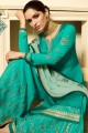 Green Satin georgette Palazzo Suits