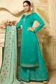 Green Satin georgette Palazzo Suits