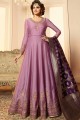 Light violet Satin georgette Anarkali Suits