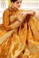 Gold orange Silk  saree
