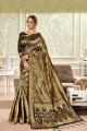 Golden black Silk saree