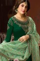 Forest green Satin georgette Churidar Suits