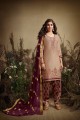 Beige Cotton and silk Patiala Suits