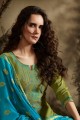 Olive green Cotton and silk Patiala Suits