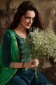 Sea blue Cotton and silk Patiala Suits