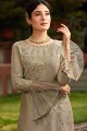 Grey Satin georgette Palazzo Suits
