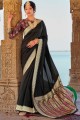 Black Banarasi silk Banarasi Saree with Weaving