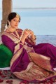 Banarasi silk Banarasi Saree in Purple with Weaving