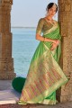 Banarasi silk Banarasi Saree with Weaving in Lime green