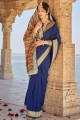 Navy blue Weaving Banarasi silk Banarasi Saree