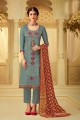 Steel blue Viscose palazzo Suits