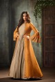 Orange,beige Georgette,silk and viscose Anarkali Suits