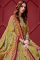 Olive green Cotton,ikat and silk Palazzo Suits