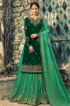 Dark green Satin georgette Sharara Suits